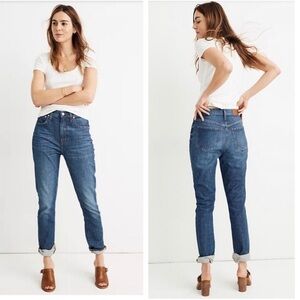 Madewell Medium Wash Paint Spots Slim Boyjean 24